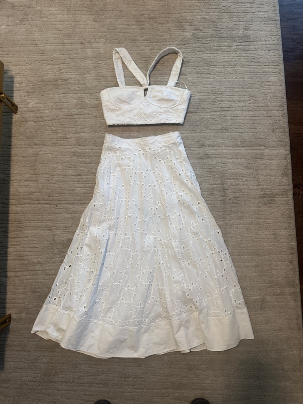 Zara White Eyelet Maxi Skirt